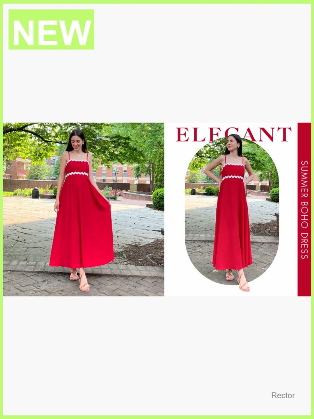 Smocked Square Neck Maxi Dress Sleeveless Flowy Boho Summer Sundress A-Line - Picture 7 of 7